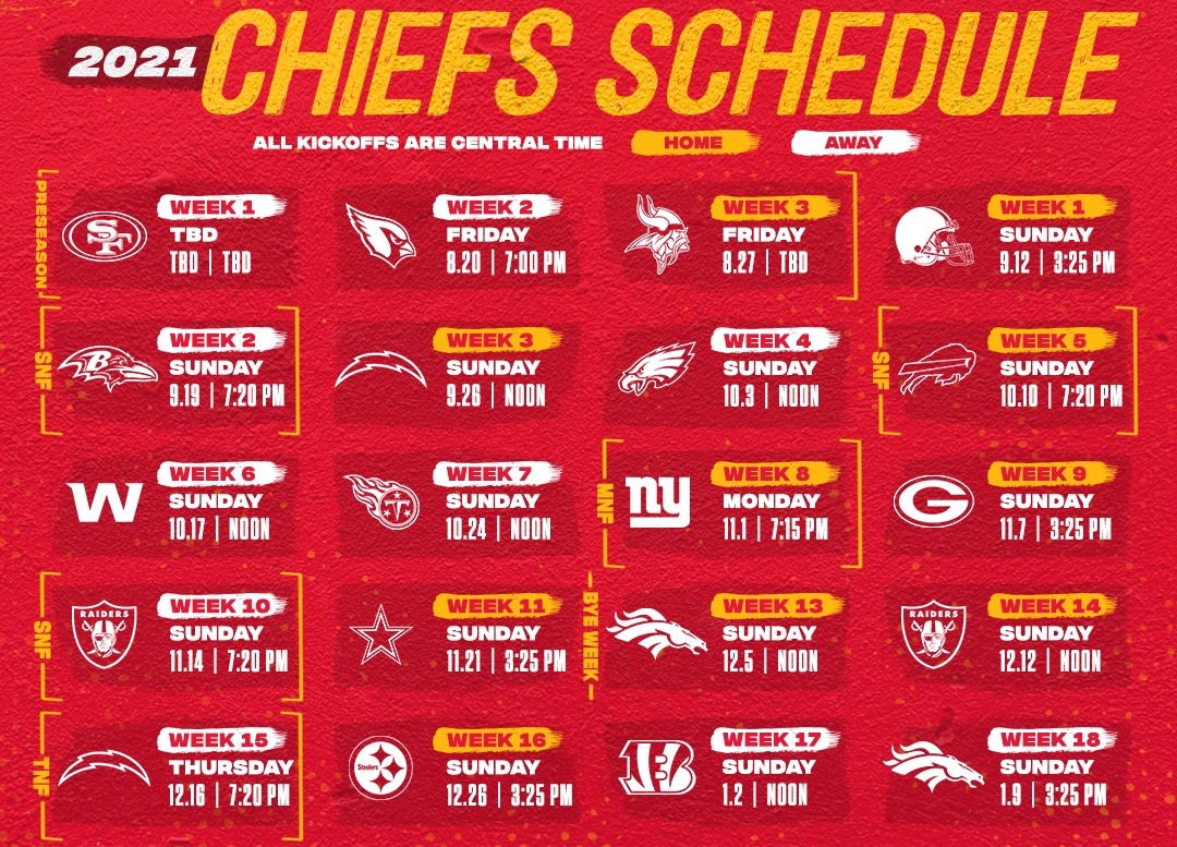 chiefs schedule next year